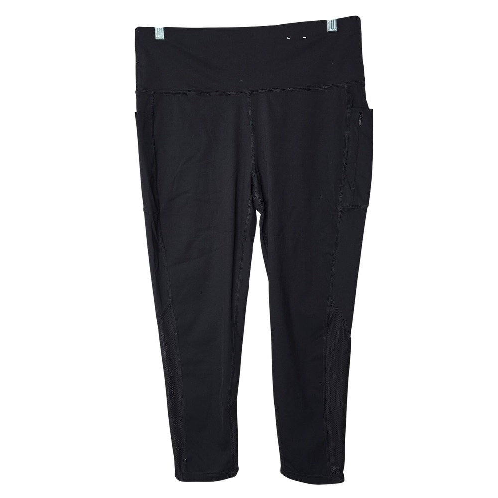 Xersion Leggings Womens XL Black 7/8 Ankle Quick-Dri Mesh Pocket Active Pants